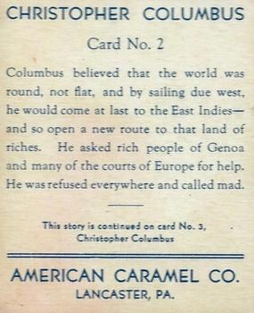 1930 American Caramel American Historical Characters (R14) #2 Columbus at the Court of Queen Isabella Back