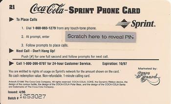 1996 Score Board Coca-Cola Sprint Phone Cards - $1 Phone Cards #21 Through 65 Years Back