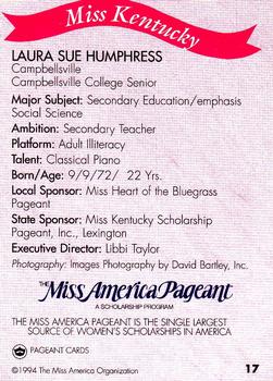 1994 Miss America Pageant Contestants #17 Laura Sue Humphress Back