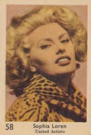 1957 Dutch Gum Large Number Series #58 Sophia Loren Front