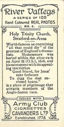 1926 Cavanders Army Club Cigarettes River Valleys (Small) #6 Holy Trinity Church, Stratford-on-Avon Back