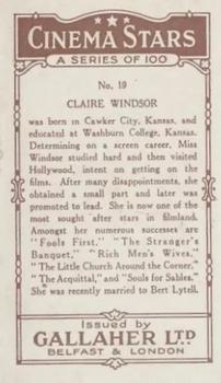 1926 Gallaher Cinema Stars #19 Claire Windsor Back