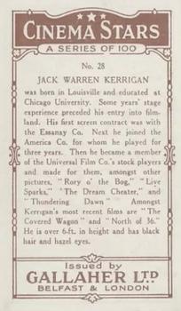 1926 Gallaher Cinema Stars #28 Jack Warren Kerrigan Back