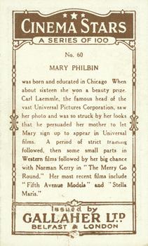1926 Gallaher Cinema Stars #60 Mary Philbin Back