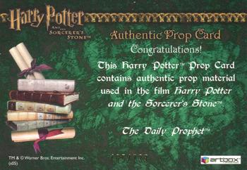 2005 ArtBox Harry Potter & the Sorcerer's Stone - Props #NNO Daily Prophet Back