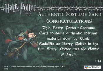 2006 Artbox Harry Potter and the Goblet of Fire Update - Costume Cards #C14 Daniel Radcliffe as Harry Potter Back