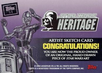 2004 Topps Heritage Star Wars - Sketches Wave 1 #NNO Chris Eliopoulos Back