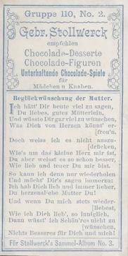 1899 Stollwerck Album 3 Gruppe 110 Die Kleinen Gratulanten (The Little Well-Wishers) #2 Beglückwünschung der Mutter Back