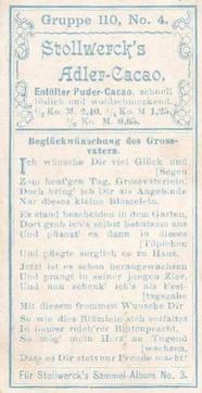 1899 Stollwerck Album 3 Gruppe 110 Die Kleinen Gratulanten (The Little Well-Wishers) #4 Beglückwünschung der Gross-vaters Back