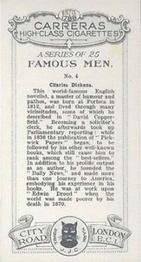 1927 Carreras Famous Men #4 Charles Dickens Back