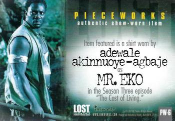 2007 Inkworks Lost Season 3 - Pieceworks Costumes #PW-6 Adewale Akinnuoye-Agbaje as Mr. Eko Back