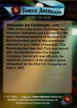 2021 Historic Autographs Famous Americans - Radiant Historic #38 Alexander Cartwright Back
