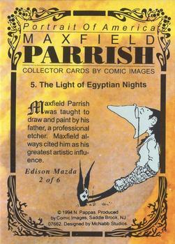 1994 Comic Images Portrait of America Maxfield Parrish #5 The Light of Egyptian Nights Back
