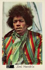 1968 Pop-Nytt TV Pussel (Dutch Gum Pop-New TV Puzzle Number in Black Square Box Swedish) #27 Jimi Hendrix Front