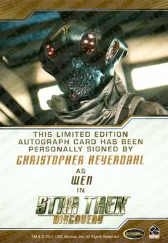 2022 Rittenhouse Star Trek: Discovery Season Three - Autographs (Brown Border Design) #NNO Christopher Heyerdahl Back