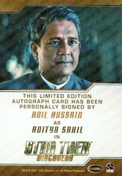 2022 Rittenhouse Star Trek: Discovery Season Three - Autographs (Brown Border Design) #NNO Adil Hussain Back