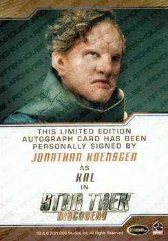 2022 Rittenhouse Star Trek: Discovery Season Three - Autographs (Brown Border Design) #NNO Jonathan Koensgen Back