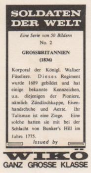 1969 Wiko Soldaten Der Welt (Soldiers of the World) #2 Grossbritannien (1836) Back
