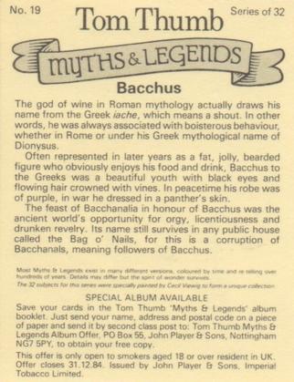 1982 Player's Tom Thumb Myths & Legends #19 Bacchus Back