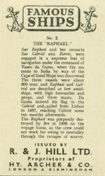 1940 R. & J. Hill Famous Ships #2 The Raphael Back