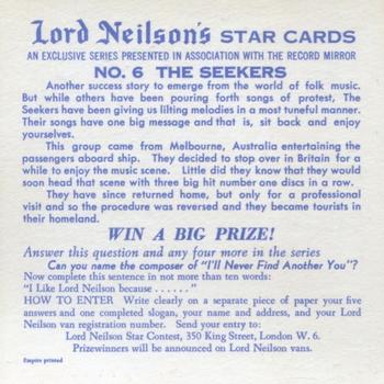 1966 Lord Neilson's Star Cards #6 The Seekers Back