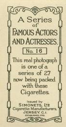 1929 Simonets Famous Actors & Actresses #16 Laura La Plante Back