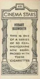 1929 British American Tobacco Cinema Stars Set 9 #65 Hobart Bosworth Back