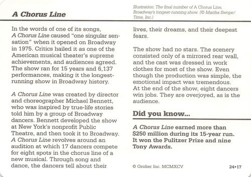 1994-01 Grolier Story of America #24.17 A Chorus Line Back