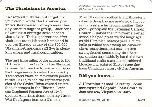 1994-01 Grolier Story of America #44.19 The Ukrainians in America Back