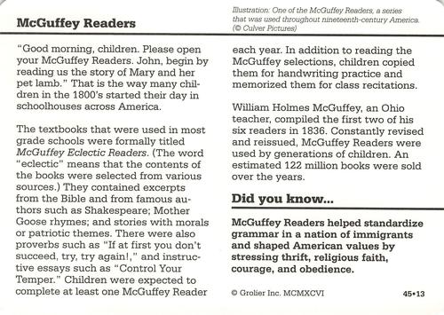 1994-01 Grolier Story of America #45.13 McGuffey Readers Back