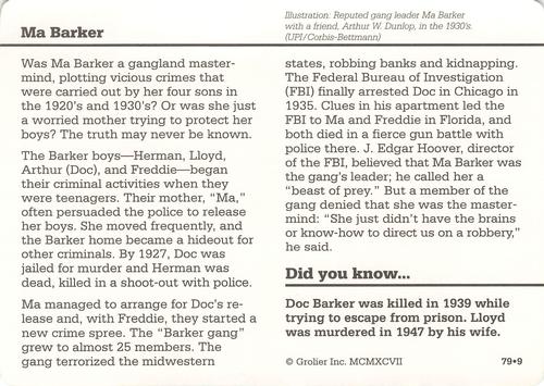 1994-01 Grolier Story of America #79.9 Ma Barker Back
