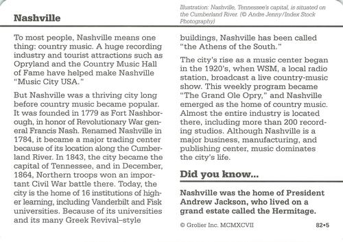 1994-01 Grolier Story of America #82.5 Nashville Back