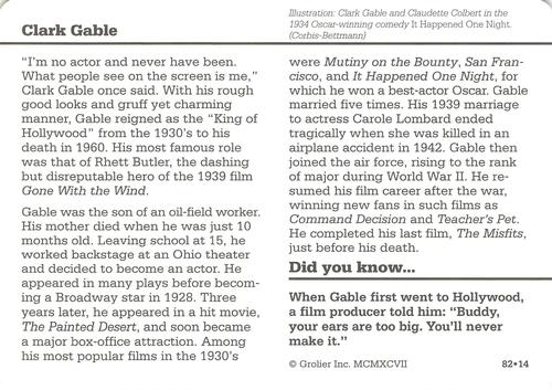 1994-01 Grolier Story of America #82.14 Clark Gable Back