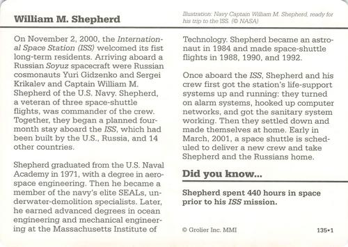 1994-01 Grolier Story of America #135.1 William M. Shepherd Back