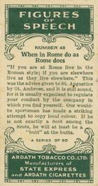 1936 Ardath Figures of Speech #48 When in Rome do as Rome does Back