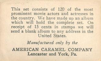 1921 American Caramel Movie Stars (E123) #97 Alla Nazimova Back