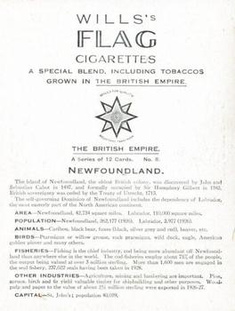 1930 Wills's The British Empire #8 Newfoundland Back
