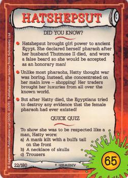 2002-05 Horrible Histories Wild 'n' Wicked #22 Hatshepsut Back