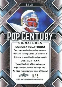 2022 Leaf Metal Pop Century - Crystal Green #BA-JM1 Joe Montana Back