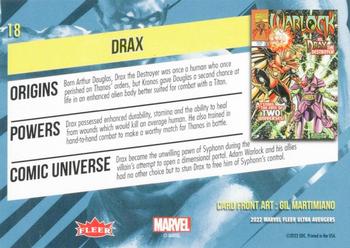 2022 Fleer Ultra Marvel Avengers #18 Drax Back