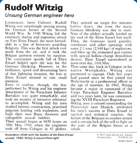 1977 Edito-Service World War II - Deck 81 #13-036-81-23 Rudolf Witzig Back