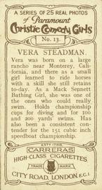 1928 Carreras Christie Comedy Girls #13 Vera Steadman Back