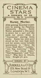 1933 Abdulla Cinema Stars (Brown Tone) #15 Karen Morley Back