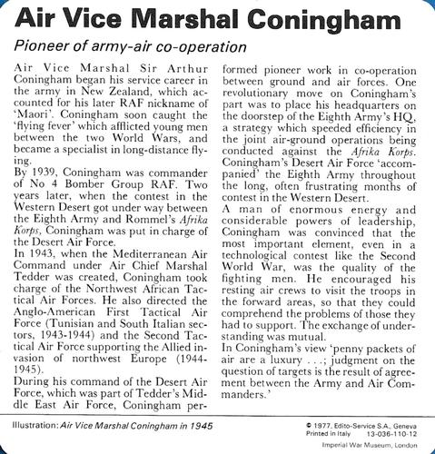 1977 Edito-Service World War II - Deck 110 #13-036-110-12 Air Vice Marshal Coningham Back