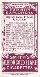 1997 Card Collectors Society 1911 F. & J. Smith's Famous Explorers (reprint) #9 Captain Robert F. Scott , R.N., C.V.O. Back