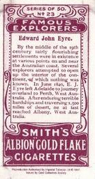 1997 Card Collectors Society 1911 F. & J. Smith's Famous Explorers (reprint) #23 Edward John Eyre Back