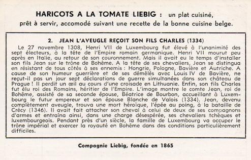 1952 Liebig Histoire du Grand-Duche de Luxembourg (History of Luxembourg) (French Text) (F1545, S1551) #2 Jean I'Aveugle recoit son fils Charles (1334) Back