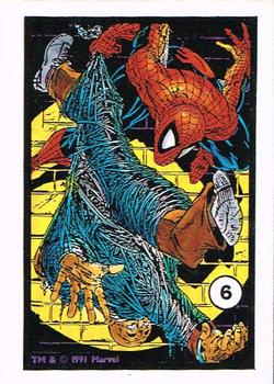 1991 Comic Images Spider-Man Webs Trading Stickers #6 Spider-Man / Criminal in Web Front