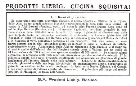 1938 Liebig La Vita dei Ghiacciai - The life of a Glacier (Italian Text)(F1395, S1389) #1 La discesa del fiume di ghiaccio Back