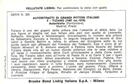 1972 Brooke Bond Liebig Autoritratti - Self-Portraits of Famous Artists (Italian Text)(F1850, S1853) #5 Tiziano Back